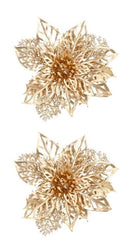2 Pack Matte Metallic Poinsettia Clip