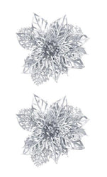 2 Pack Matte Metallic Poinsettia Clip