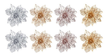 2 Pack Matte Metallic Poinsettia Clip