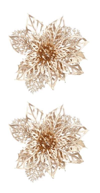 2 Pack Matte Metallic Poinsettia Clip
