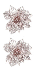 2 Pack Matte Metallic Poinsettia Clip