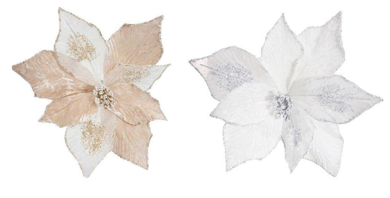 Frozen Pearl Poinsettia Clip