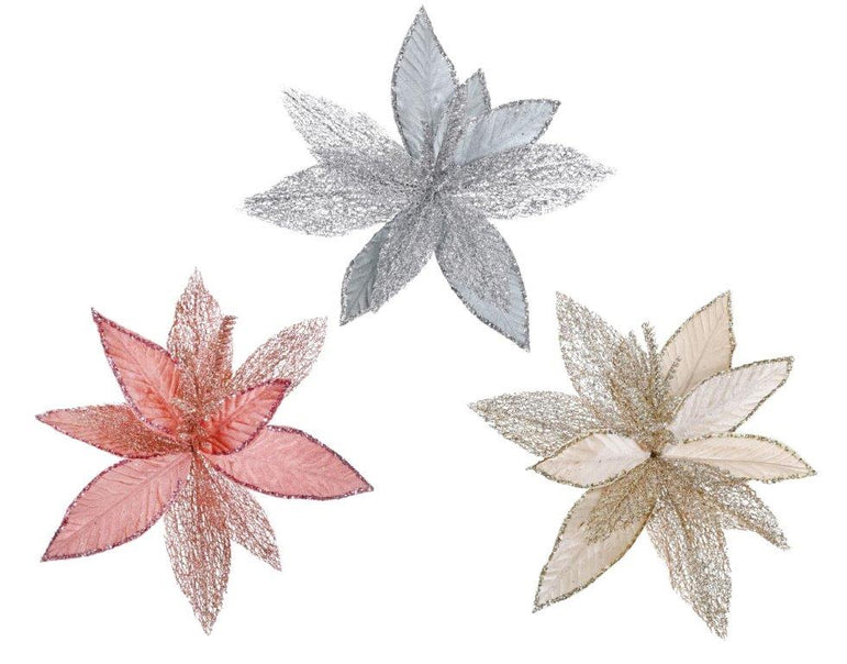 Regal Mesh Velvet Poinsettia Clip