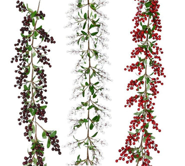 Deluxe Berry Leaf Garland 130cm