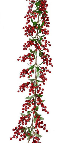 Deluxe Berry Leaf Garland 130cm