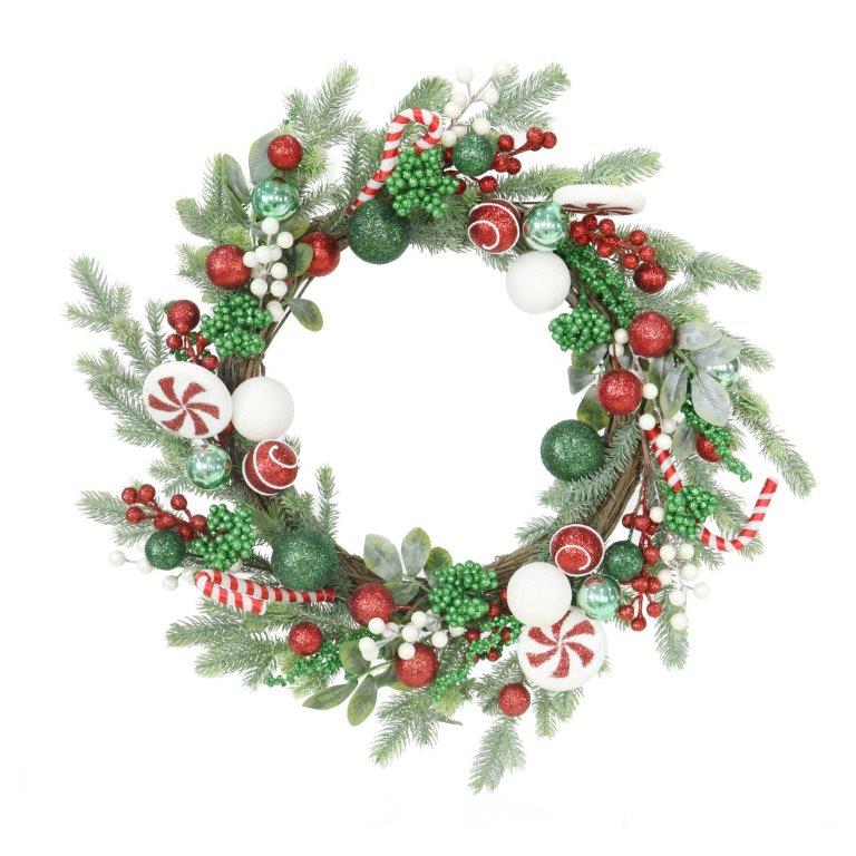 Pine Candy Cane Wreath 55cm