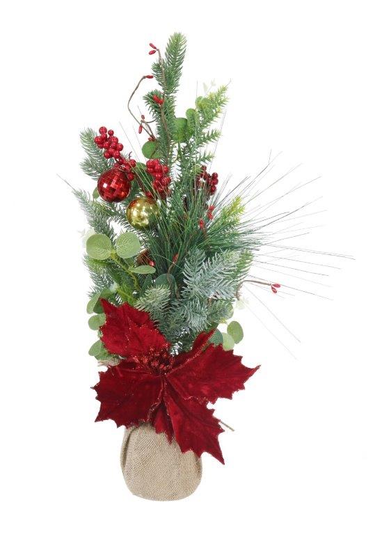 Potted Velvet Poinsettia Tree 50cm