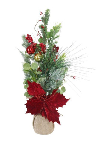 Potted Velvet Poinsettia Tree 50cm