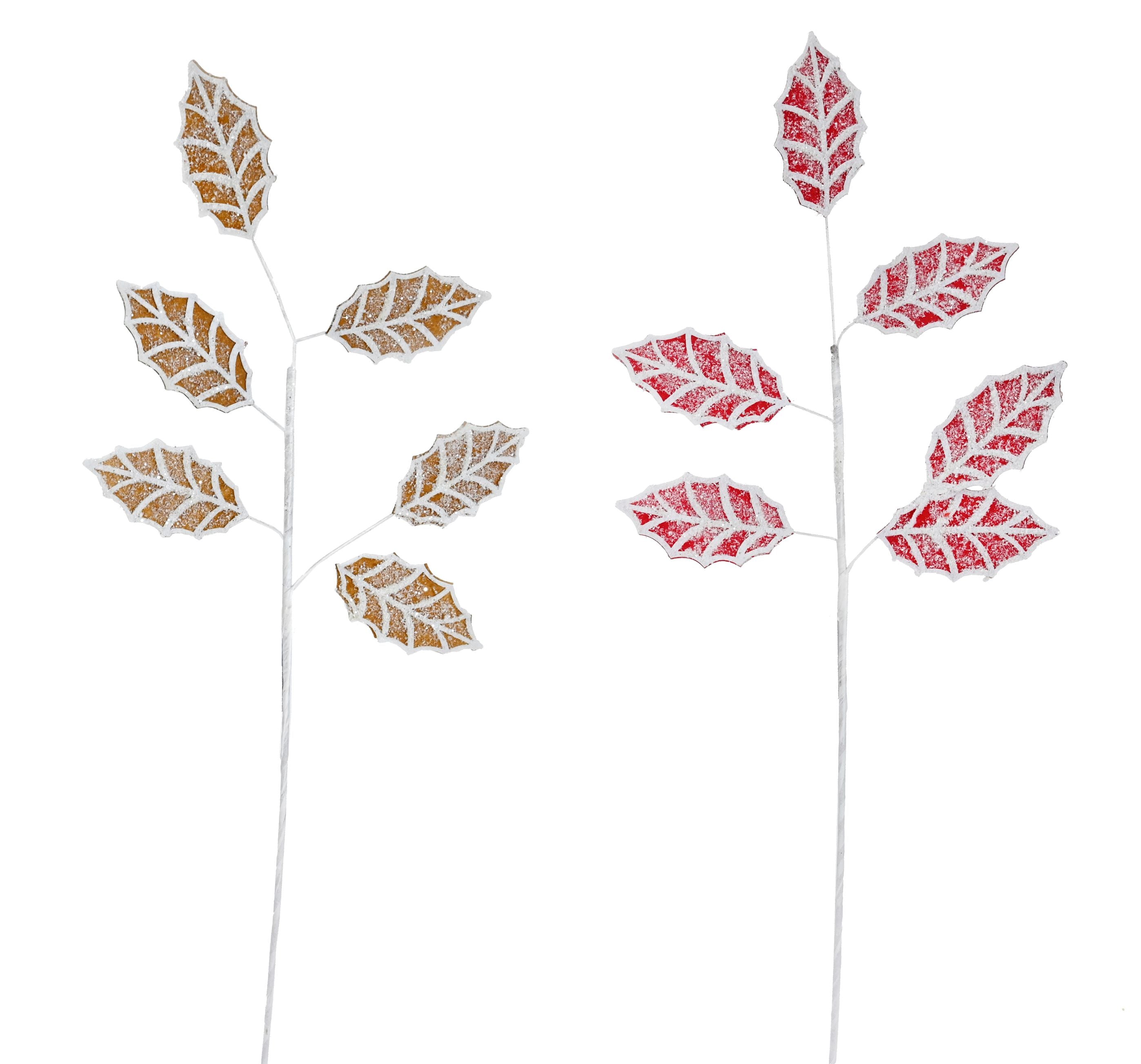 Gingerbread Frosted Leaf Spray