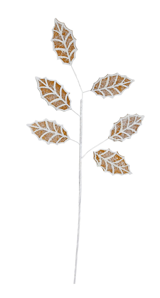 Gingerbread Frosted Leaf Spray