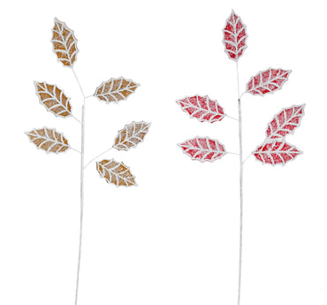 Gingerbread Frosted Leaf Spray
