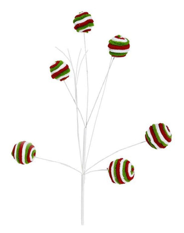 Plush Candy Cane Ball Spray
