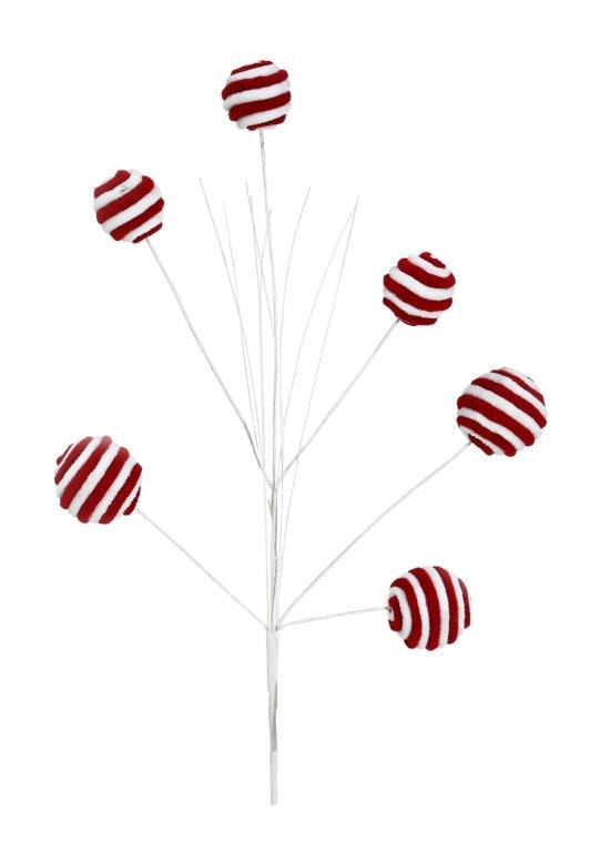 Plush Candy Cane Ball Spray