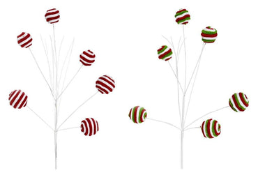 Plush Candy Cane Ball Spray