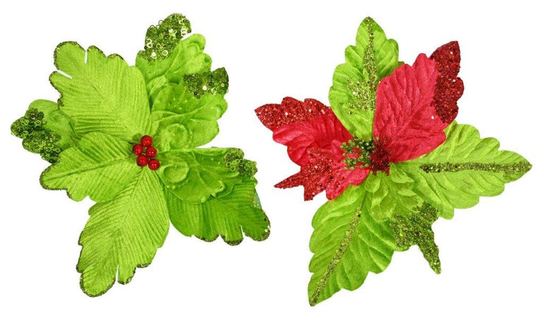 Green Poinsettia Clip