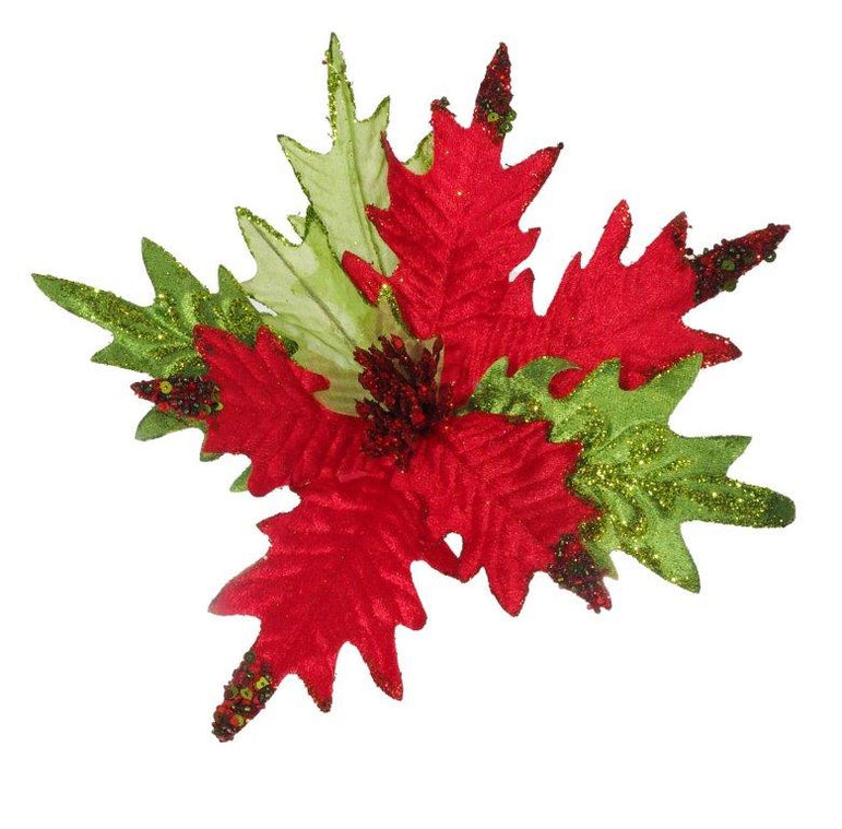 Poinsettia Clip Green-Red