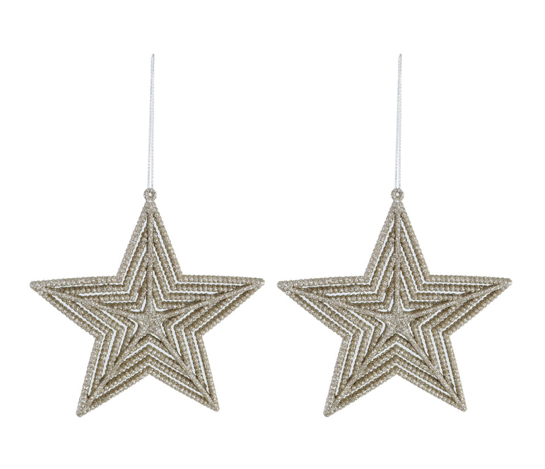 Hanging Glitter Deco 2pk Asst snowflakes / trees / stars /