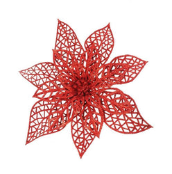 Poinsettia Glitter Wire Clip