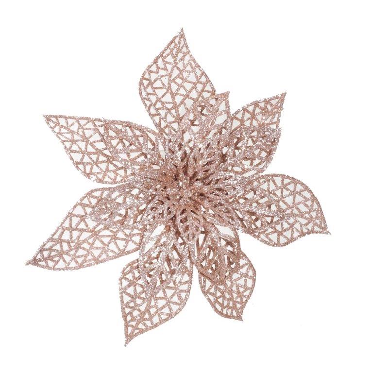 Poinsettia Glitter Wire Clip