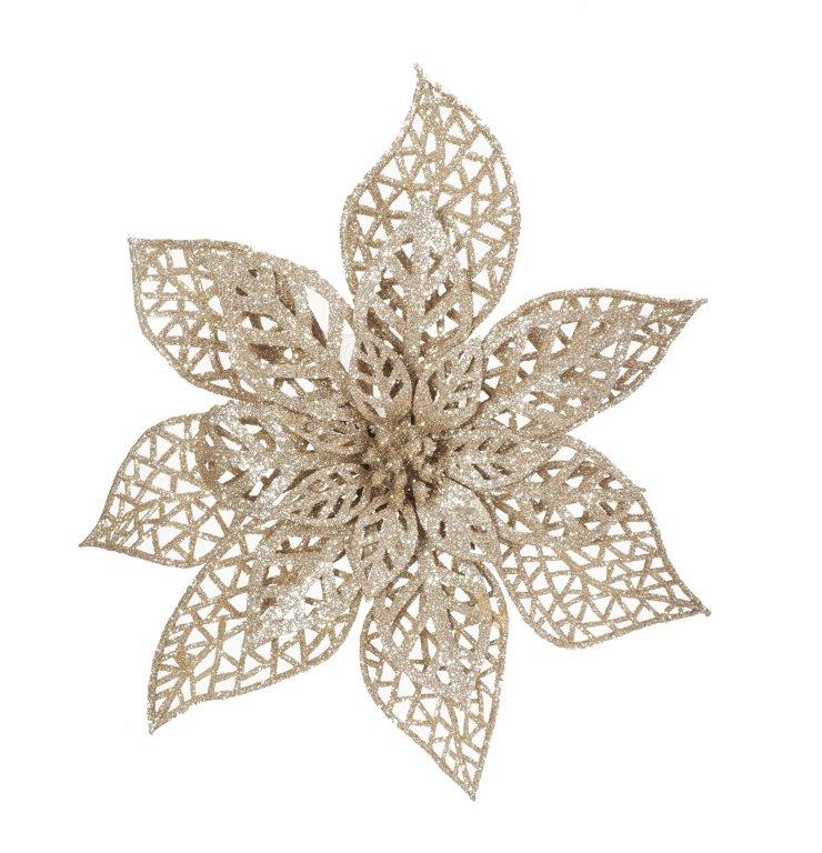 Poinsettia Glitter Wire Clip