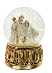 Nativity Water ball Gold Musical 10cm Asst