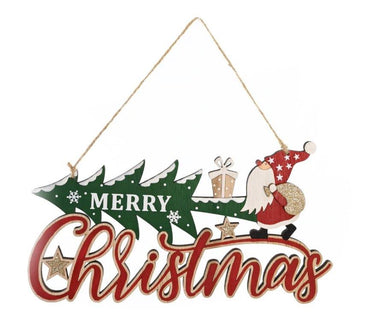 Hanging Merry Christmas Tree Sign