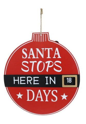 Hanging Santa Stop Here Plaque