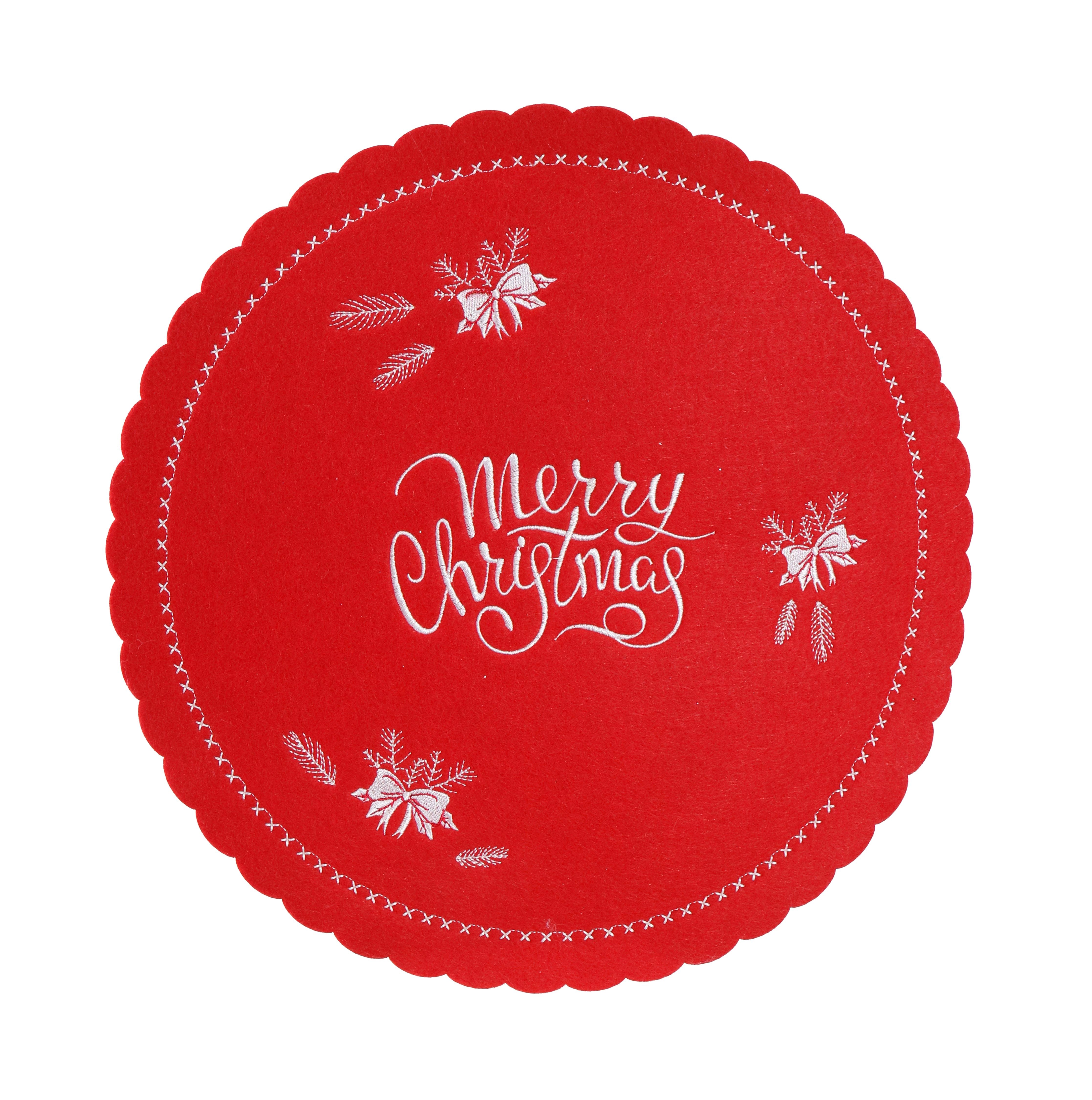 Christmas Placement Red Felt 35cm Asst