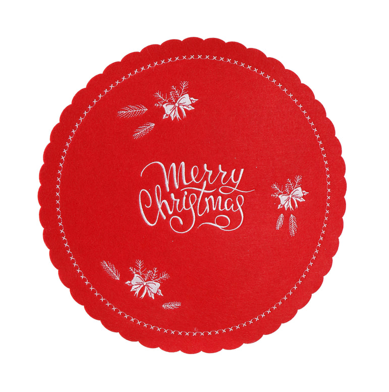 Christmas Placement Red Felt 35cm Asst