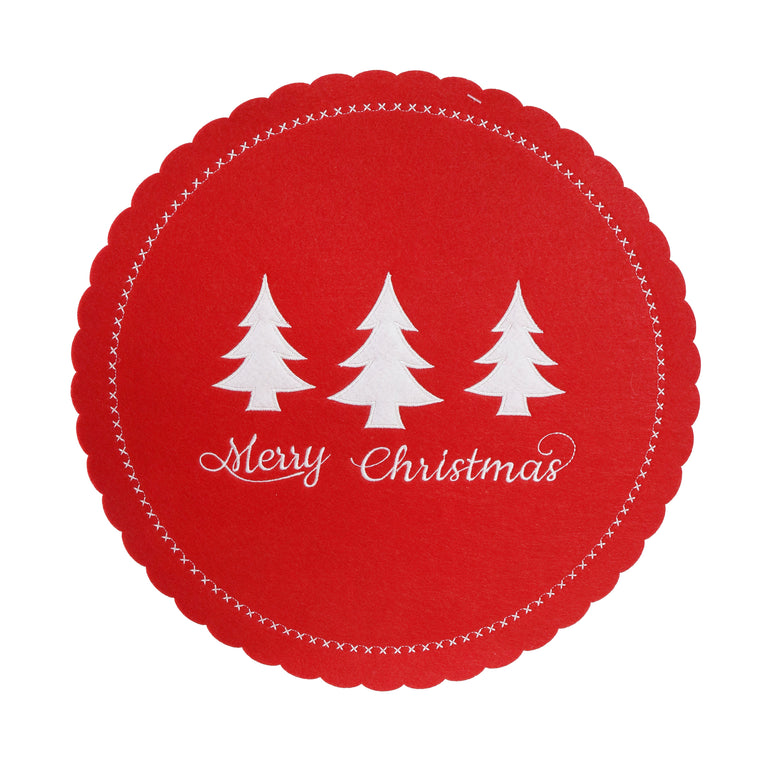 Christmas Placement Red Felt 35cm Asst