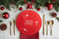 Christmas Placement Red Felt 35cm Asst