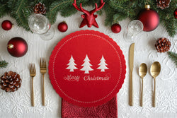 Christmas Placement Red Felt 35cm Asst