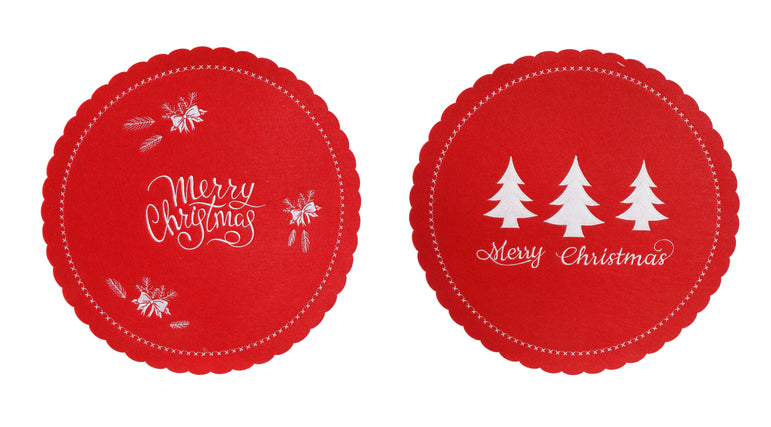 Christmas Placement Red Felt 35cm Asst