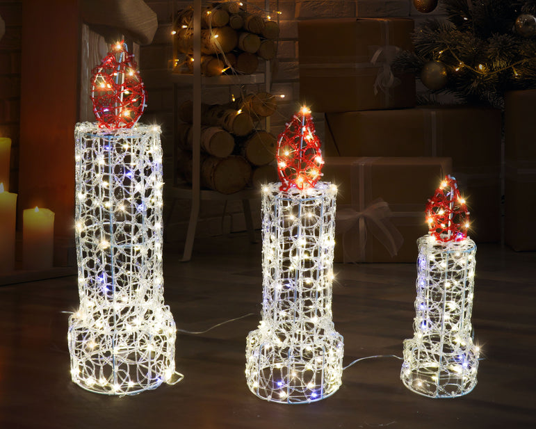 LED Candles Spun PVC 3pc Twinkle
