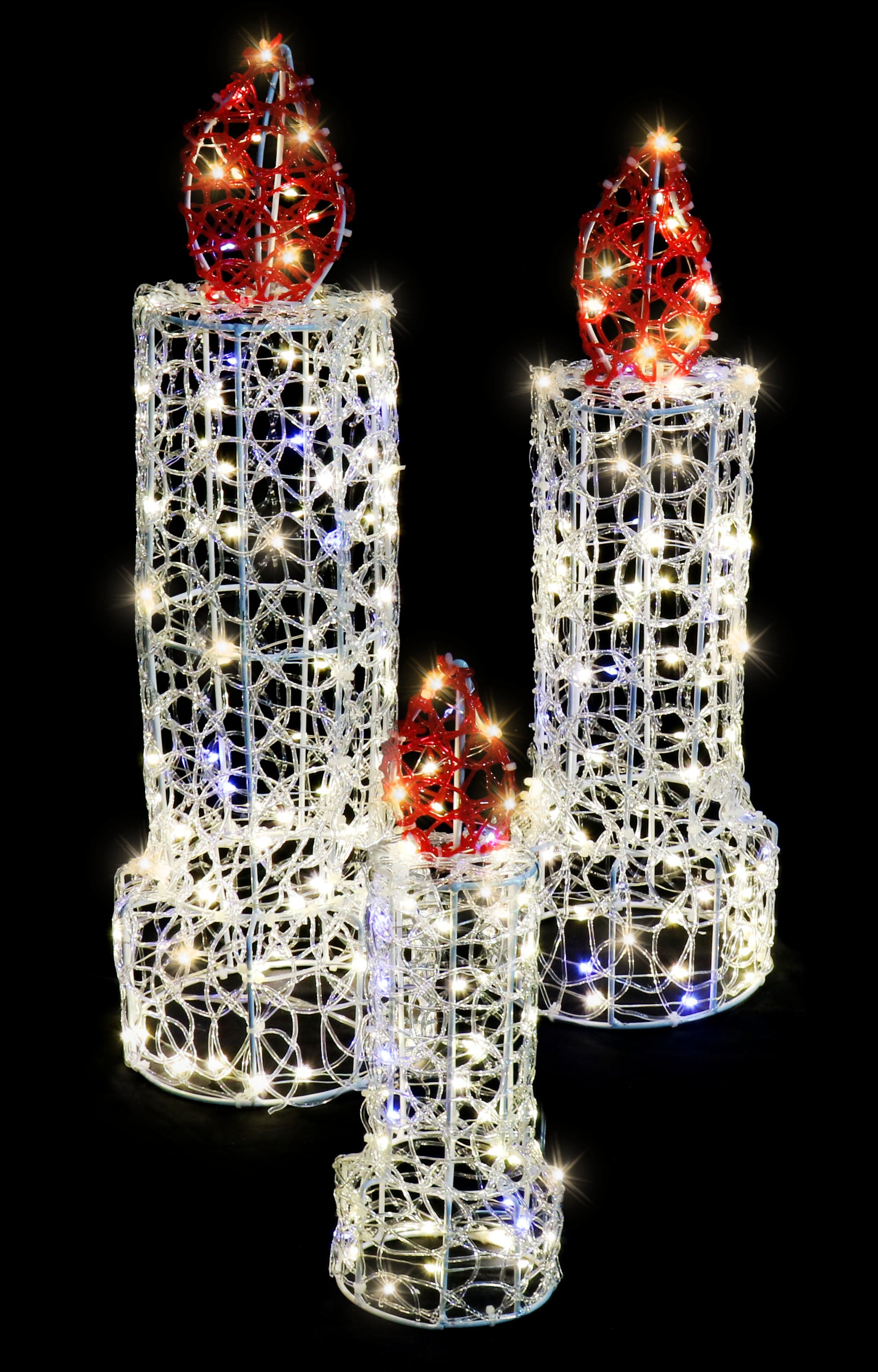 LED Candles Spun PVC 3pc Twinkle