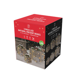 LED Berry Pine Presents Nutbell Topper 3pc Asst