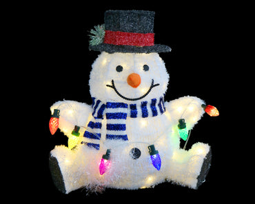 Solar USB Plush Snowman w/Lights Asst indoor - outdoor