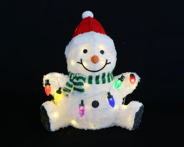 Solar USB Plush Snowman w/Lights Asst indoor - outdoor