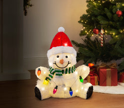Solar USB Plush Snowman w/Lights Asst indoor - outdoor