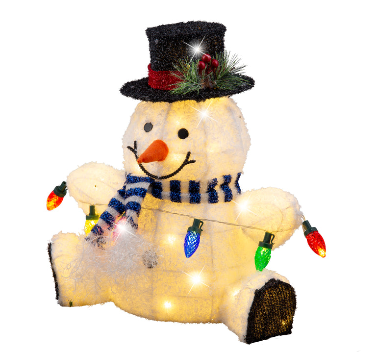 Solar USB Plush Snowman w/Lights Asst indoor - outdoor