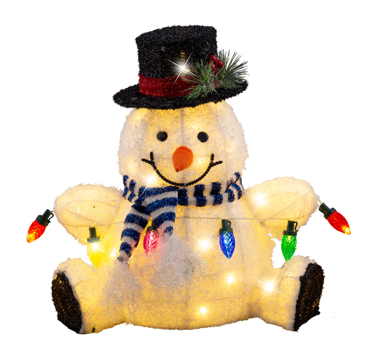 Solar USB Plush Snowman w/Lights Asst indoor - outdoor