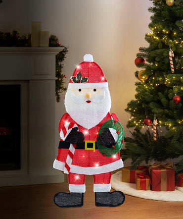 Solar USB Mesh Tinsel Santa 100cm indoor - outdoor