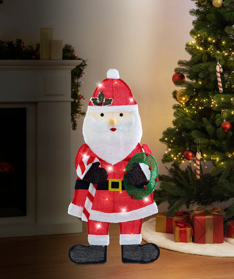 Solar USB Mesh Tinsel Santa 100cm indoor - outdoor