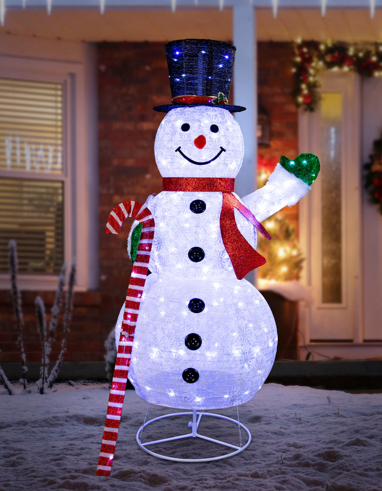 LED Pop Up Snowman Red/Blue 150cm Asst 180cm CW indoor outdoor