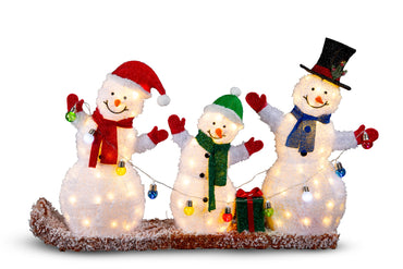 LED Frosty Snowman Family On SLED