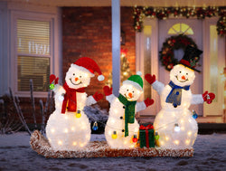 LED Frosty Snowman Family On SLED