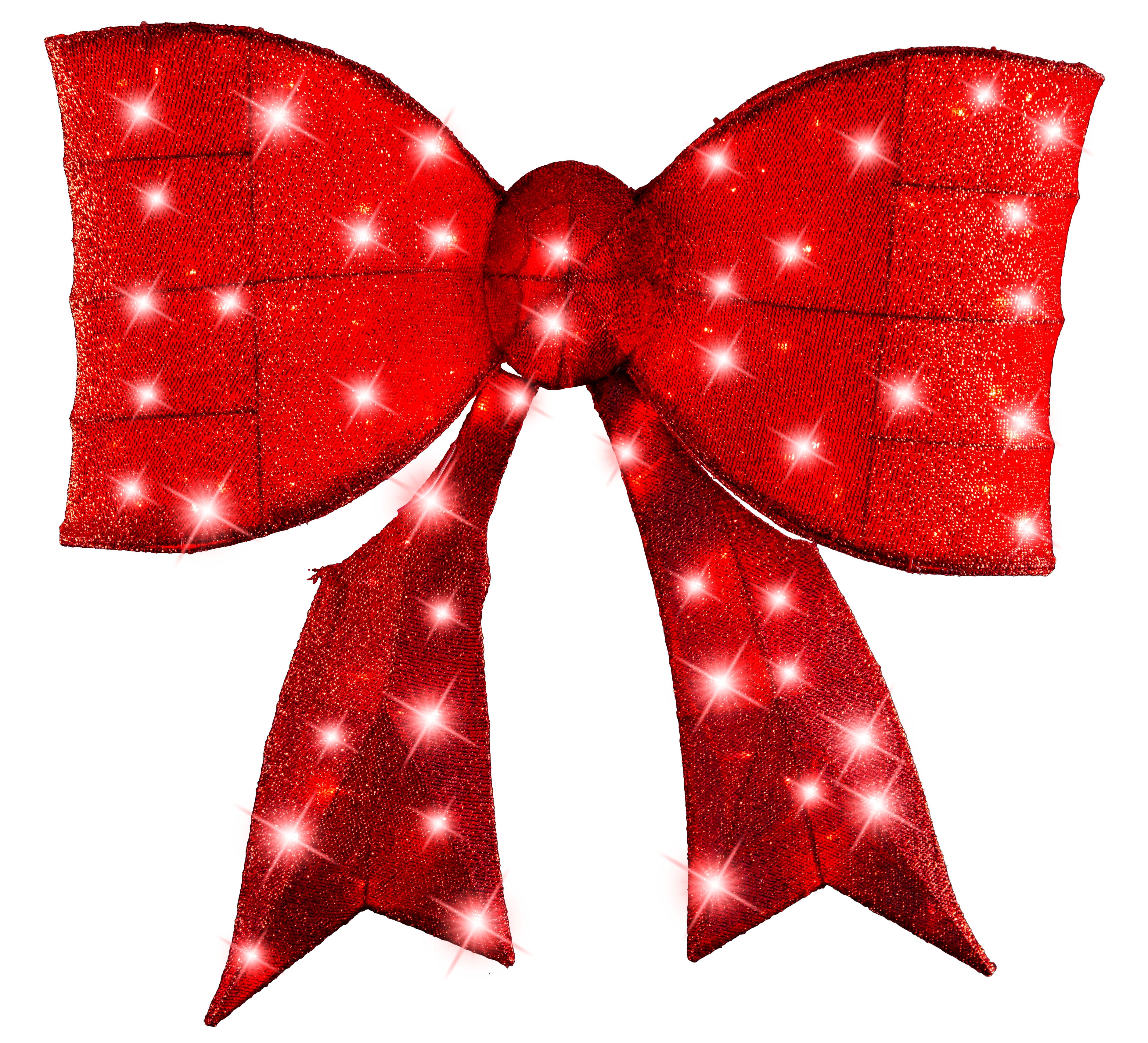 LED Mesh Tinsel Bow Red Twinkle