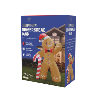 Inflatable Gingerbread Man with Cane 240cm