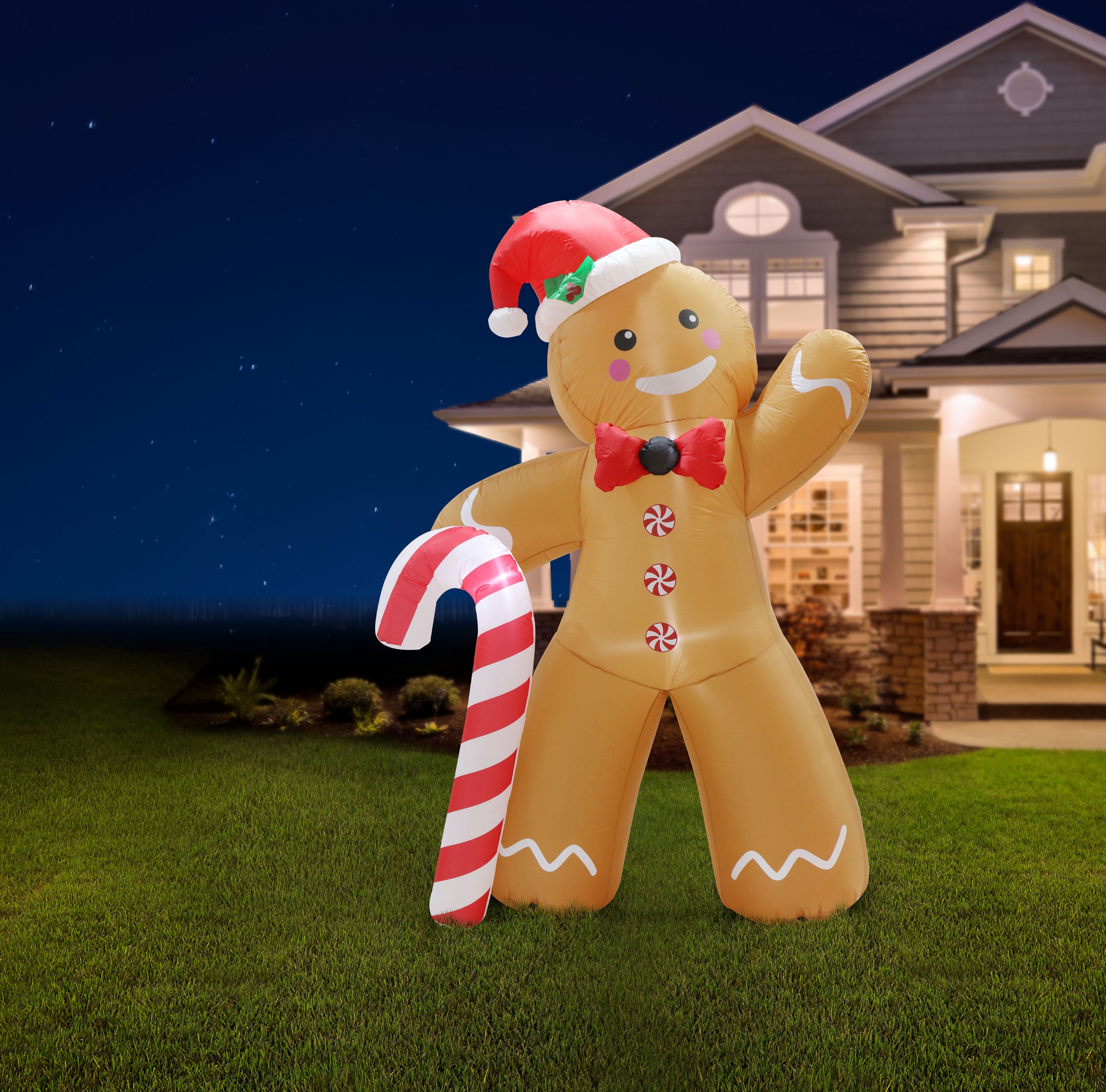 Inflatable Gingerbread Man with Cane 240cm