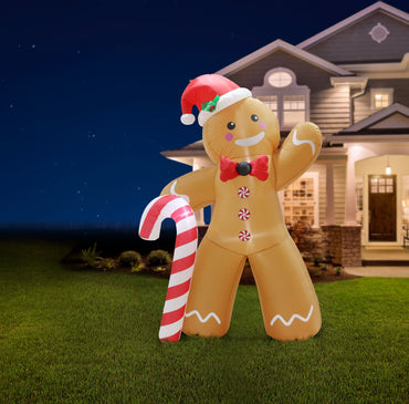 Inflatable Gingerbread Man with Cane 240cm